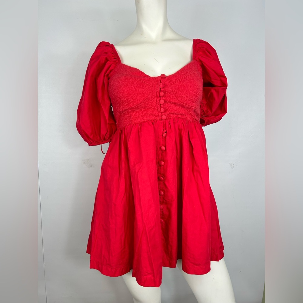 Anthropologie Maeve Puff Sleeved Sweetheart Mini Dress - Picture 2 of 6